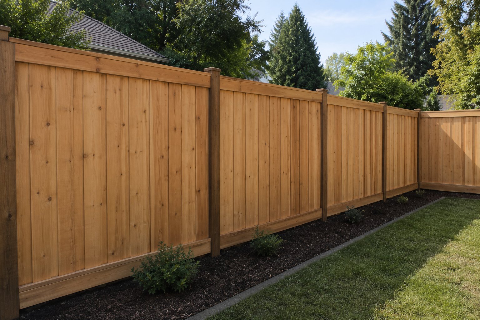 Completed wood fencing project